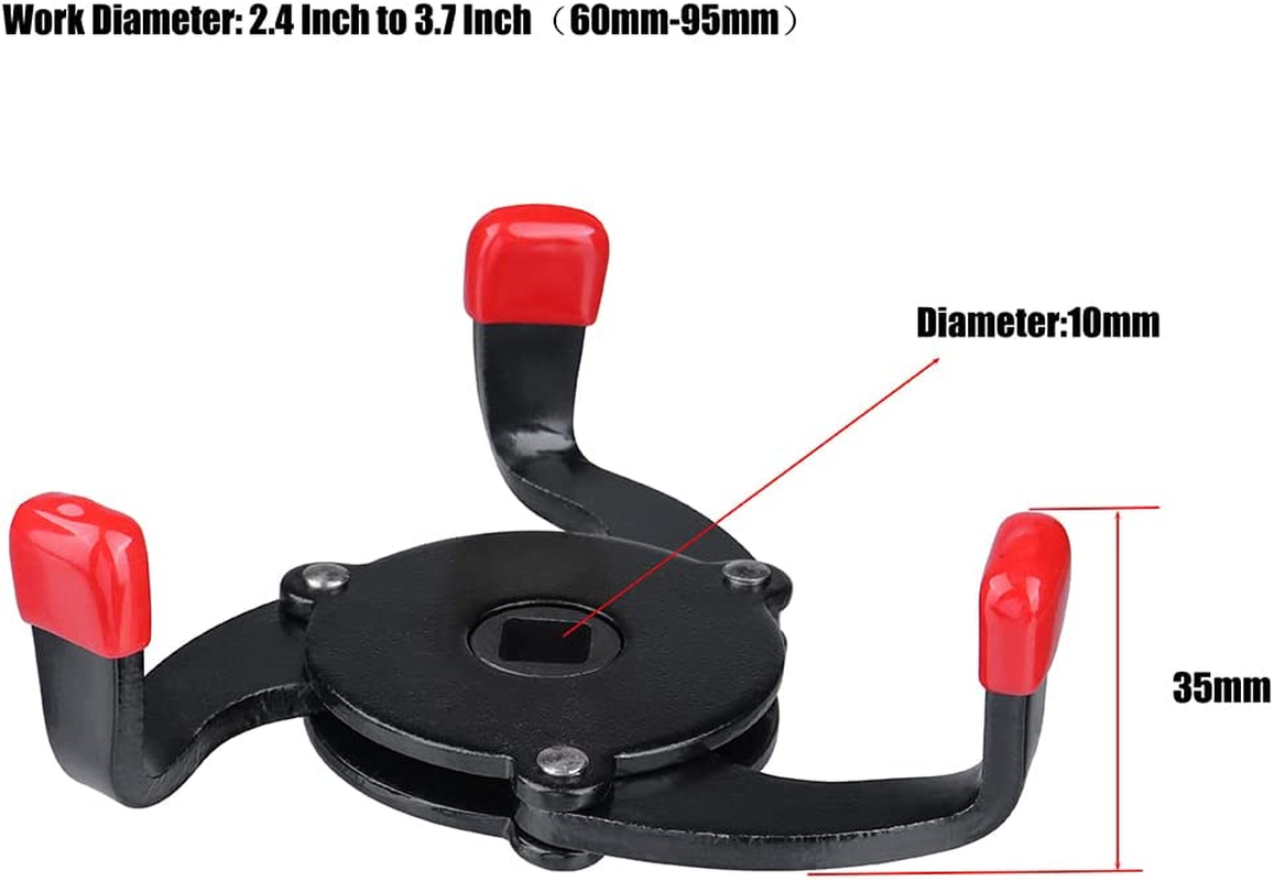 Yakamoz Adjustable 3 Jaw Oil Filter Wrench,Single Way Universal Adjustable Oil Filter Wrench with Anti-Slip Foot Grip from 2.4 Inch to 3.7 Inch for Removing Motorcycles Cars Trucks image number 3
