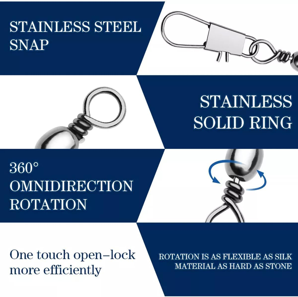 AIMALL 2 Boxes B Type Pin Connector Carbon Steel Shape Swivel Quick Eight Ring Pin Connectors for Fishing Gear Accessories