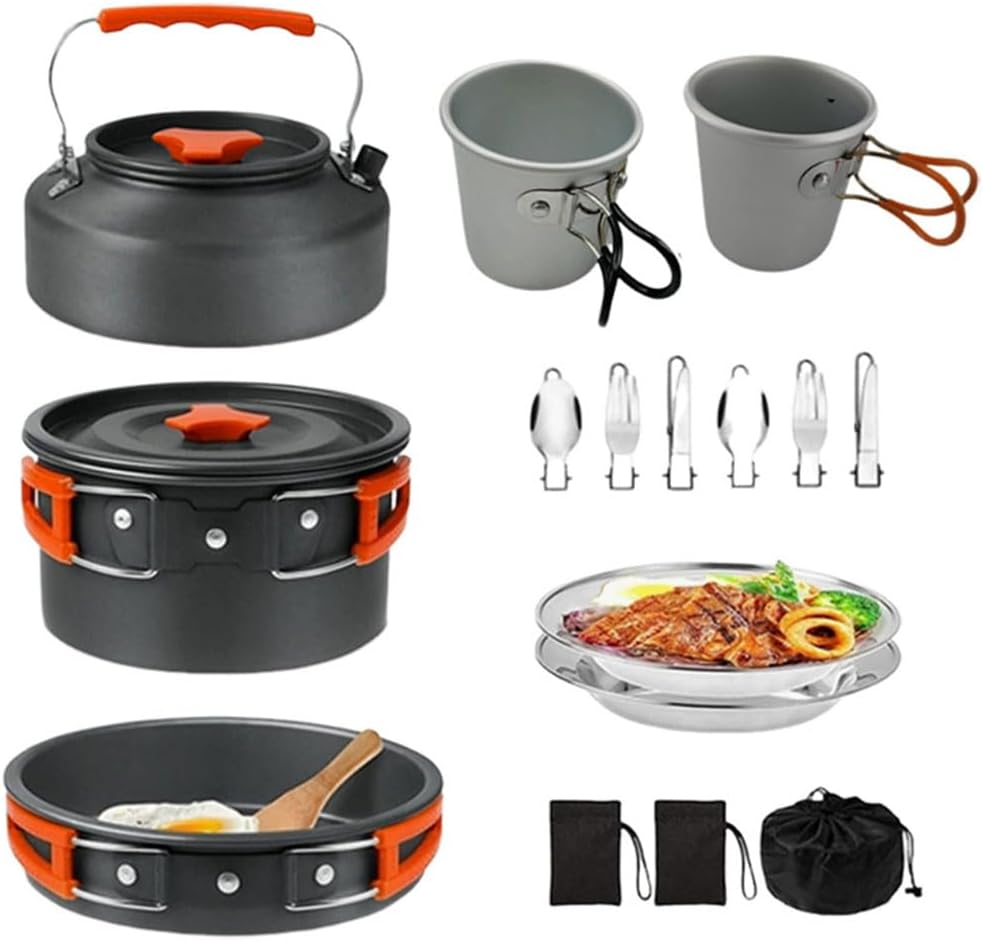HHWRT Camping Cookware Set, Camping Cookware Kit, Compact Camping Pots and Pans Set, Non-Stick Lightweight Pot Pan Kettle Set, Camping Cooking Set for Outdoor Backpacking Picnic image number 5