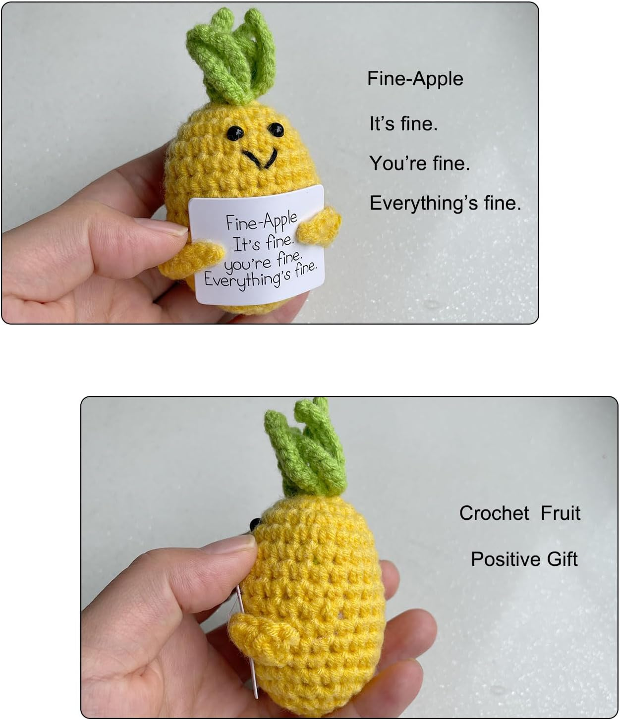 CIBBALIY Mini Knit Pineapple Yarn Christmas Ornament Handmade Crochet Pear with Card for Holiday Home Party Decoration Gifts image number 3
