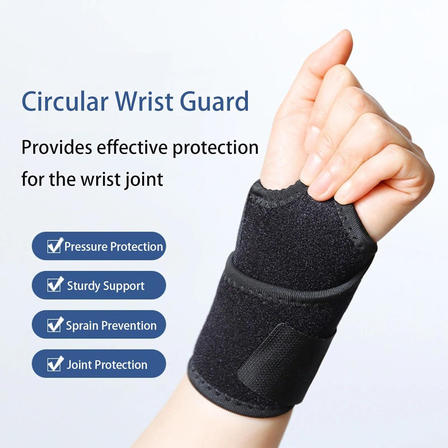 Wrist Compression Bands and Wrist Guards, Unisex, Suitable for Fitness, Weightlifting, and Office Work. (Left Wrist + Right Wrist) - Black-1 image number 2