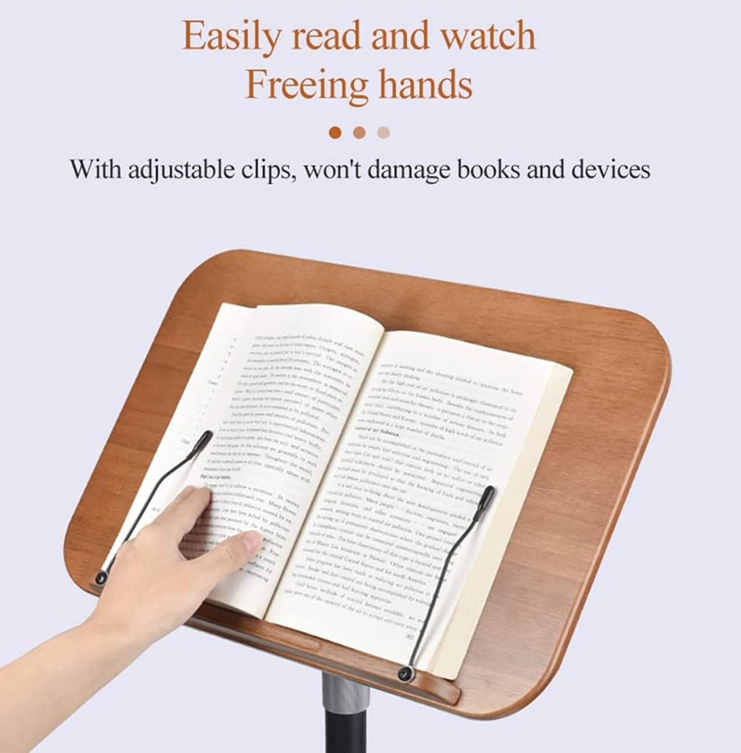 Ssumght Book Stand for Reading Hands Free,80-130Cm Standing Bible Laptop Projector Recipe Tablet Stand for Display,Height & Flat Plate Adjustable for Podium Stand,Wooden Floor Recipe Book Holder image number 5