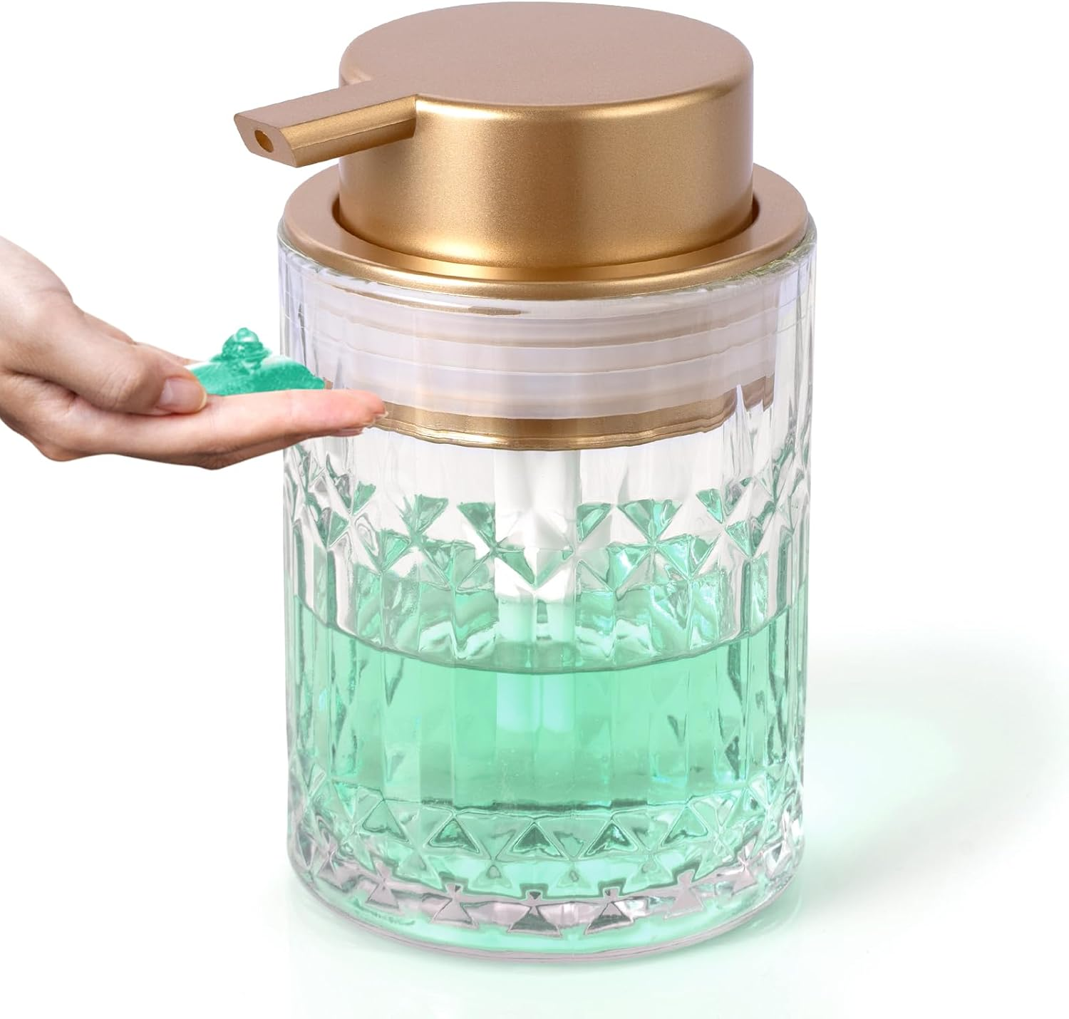 Bathroom Glass Soap Dispenser with Durable Rust-Proof Plastic Foam Pump Hand Lotion Dispenser Antislip Shampoo Kitchen 10Oz