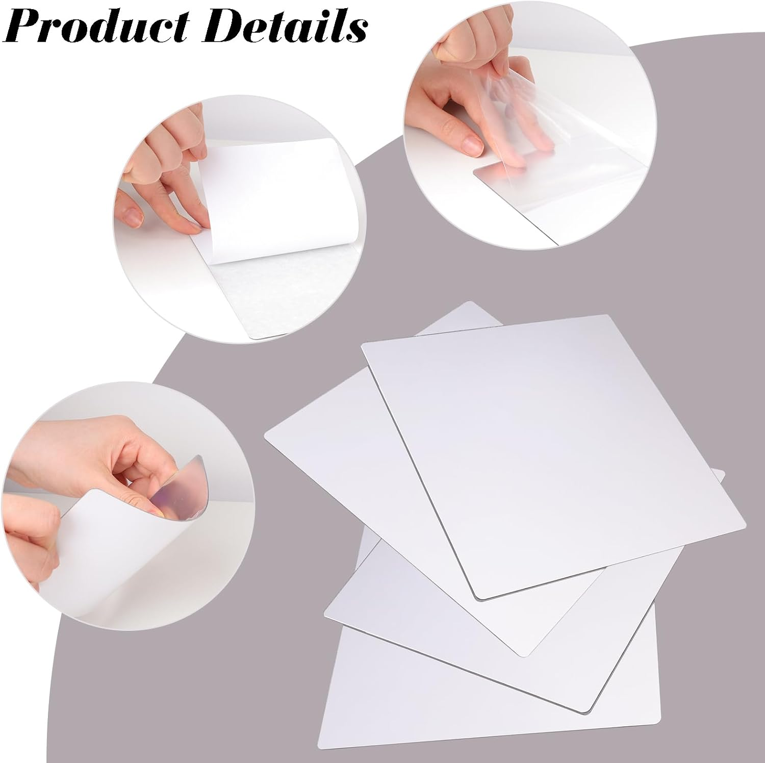 4Pcs School Shatter Proof Plastic Mirrors 8 X 8 Inch Self Adhesive Acrylic Mirror Wall Stickers Small Flexible Mirror Sheets round Corners Double Sided Protective Film Supply for Classroom image number 1