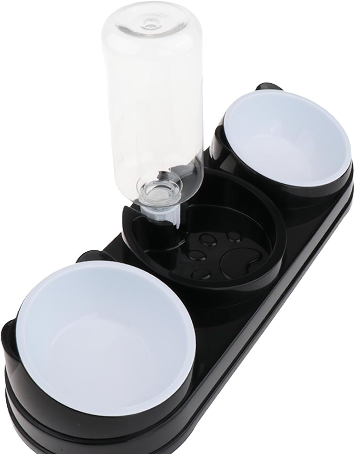 Shengquanhao 3-In-1 Cat Bowl Set, Elevated Pet Bowls with Automatic Water Bottle, Raised Cat Bowl, Wet and Dry Food Bowl for Puppy Drinking, Black - Gray image number 3