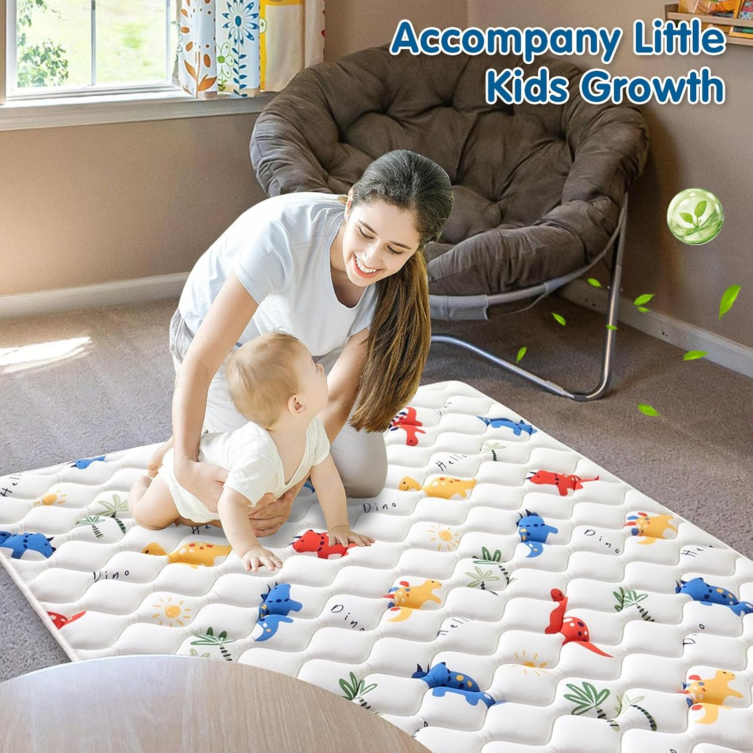 LIODUX Elegant Kids Floor Mat, Extra Thicker Soft Floor, Foldable Non-Slip Child Crawling Mats, Soft Microfiber Fabric Crawling Mat, Floor Blanket for Living Room (150X180Cm)