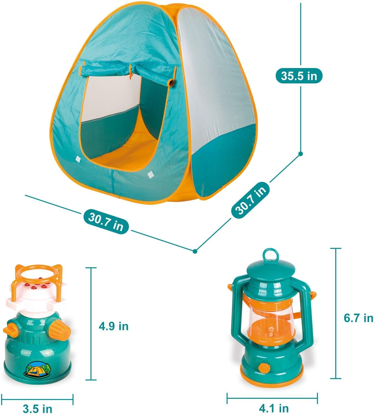 Kids Play Tent, Pop up Tent with Kids Camping Gear Set, Outdoor Toys Camping Tools Set for Kids image number 3