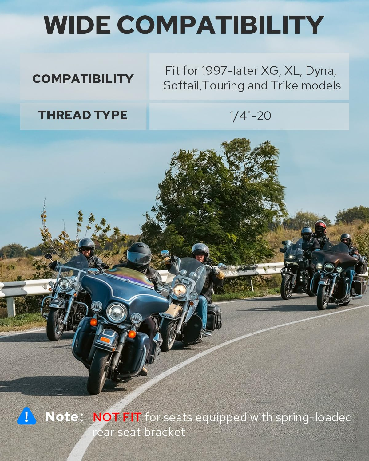 Benlari Black Seat Bolts Fender Mount Screw Compatible for Harley Davidson Touring Sportster Touring Road King Electra Street Glide 1996-2022 image number 6