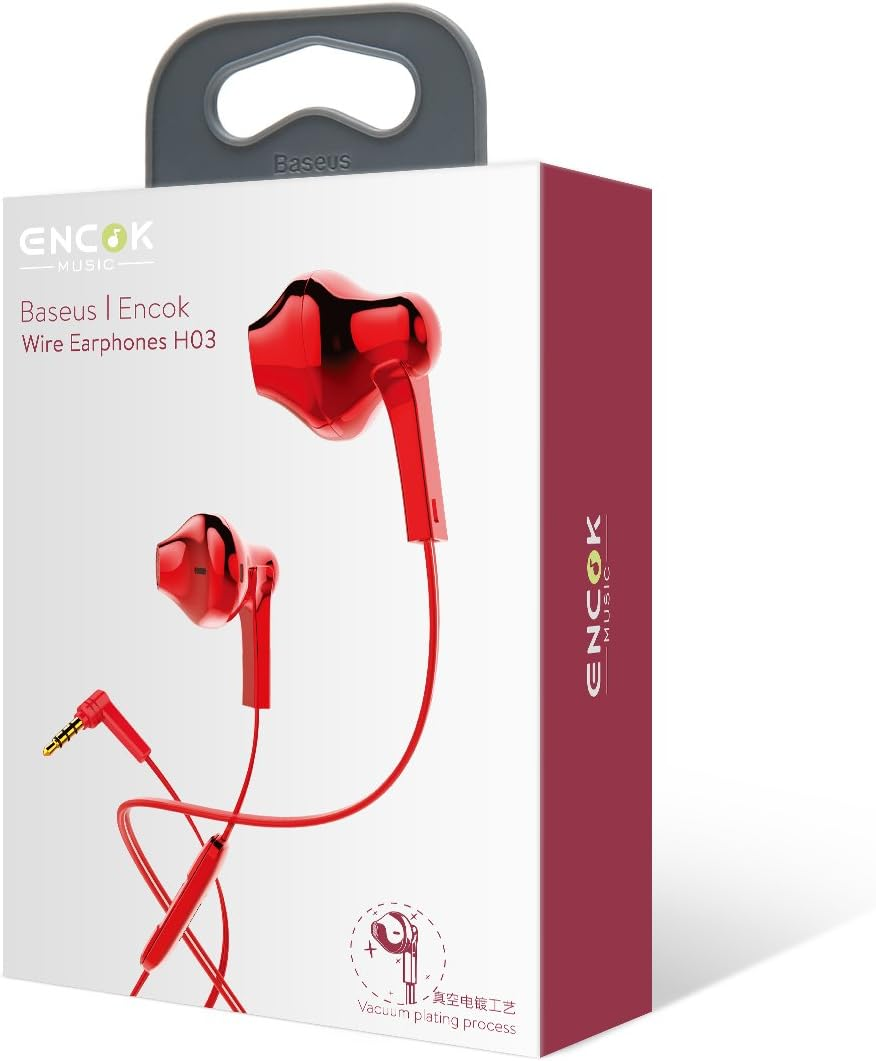 Baseus Encok H03 Wired Headphones - Red image number 2