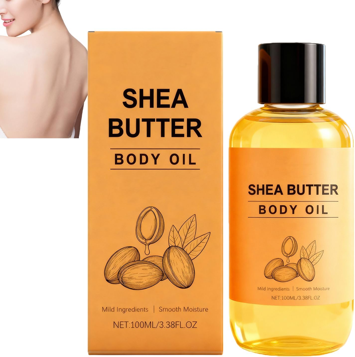 Shea Butter Body Oil, Deeply Moisturizing & Hydrating Body Oil for Sensitive and Dry Skin, Nourishing and Soothing Damaged Skin, Long Lasting Refreshing Non-Greasy (1Pcs)