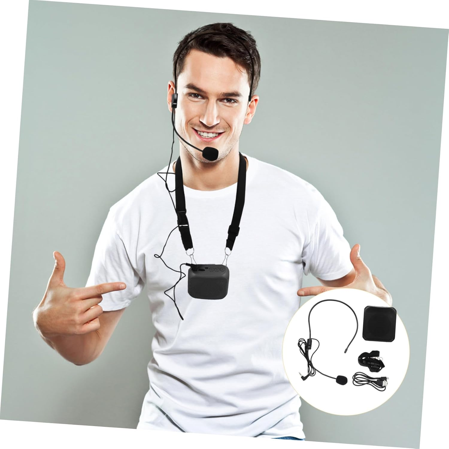 GARIOUANS Wireless Portable Loud-Speaker Amplifier for Teachers Convenient Microphone Voice Booster with Multi-Interface Support for Speech School Supermarket Use and Easy to Carry image number 3