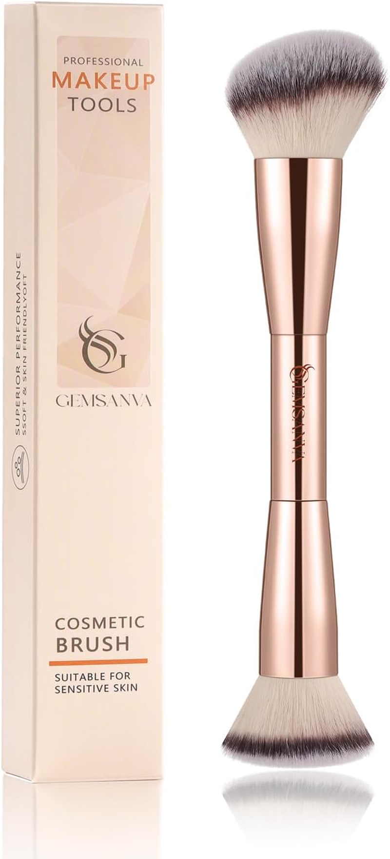 GEMSANVA Foundation Brush & Concealer Brush - Multi-Use Dual Ended Makeup Contour Brush for Cream, Liquid, Powder