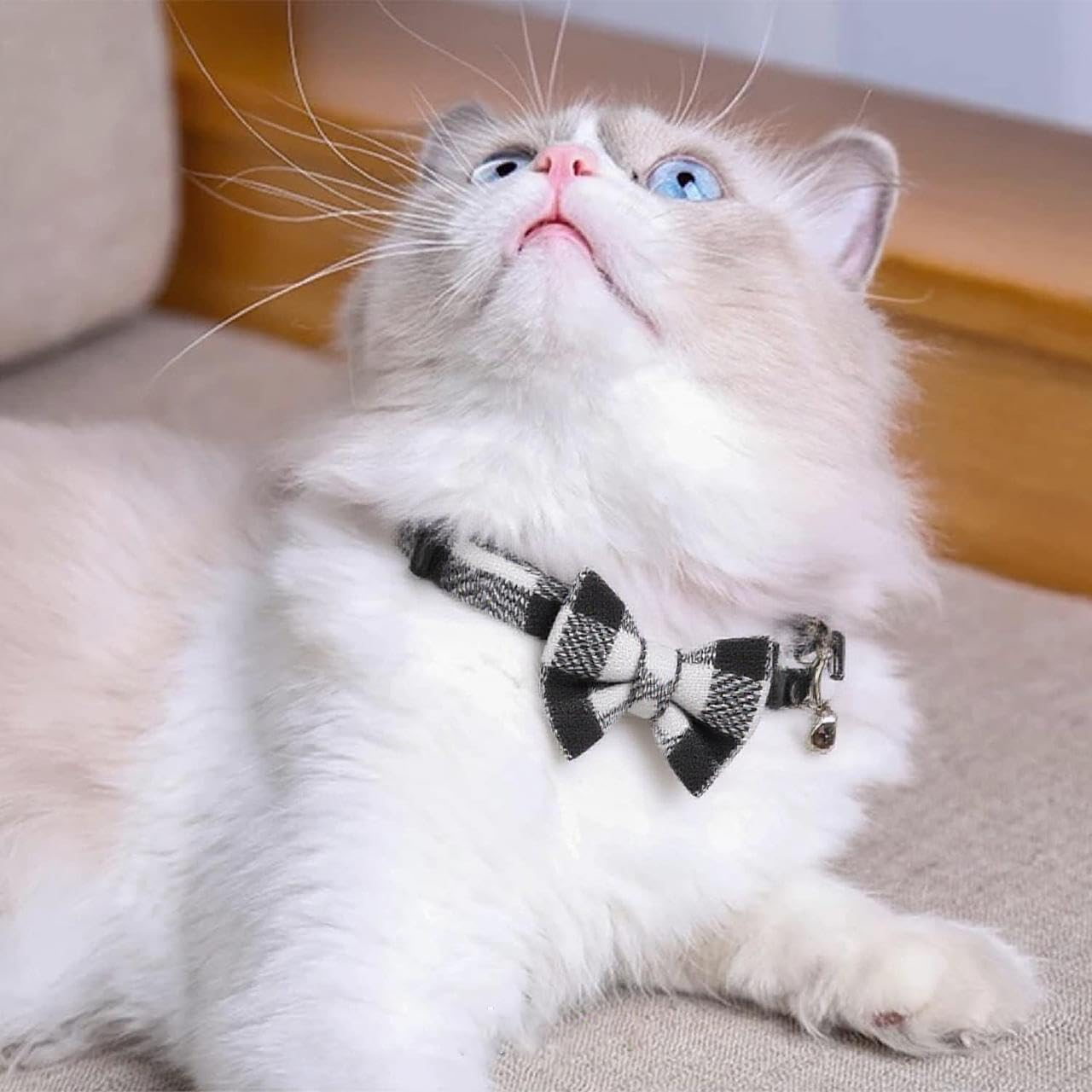 6 Pcs Cat Collars with Bow Tie and Bell, Breakaway Kitten Collar Adjustable Safety Quick Release Cat Collars for Kitten and Cats image number 4