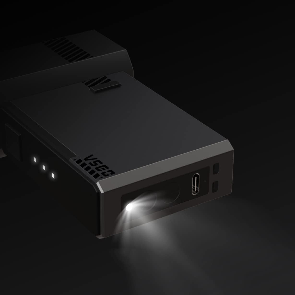 VSGO V-EB012-S1 Electric Air Duster, 100,000 RPM, 3 Levels Wind Power Adjustment, Maximum Wind Speed of 13.5 Ft (34.5 M/S) Smartphone Size, Compact, LED Light, USB Type-C Charging, Air Pump, Cleaning