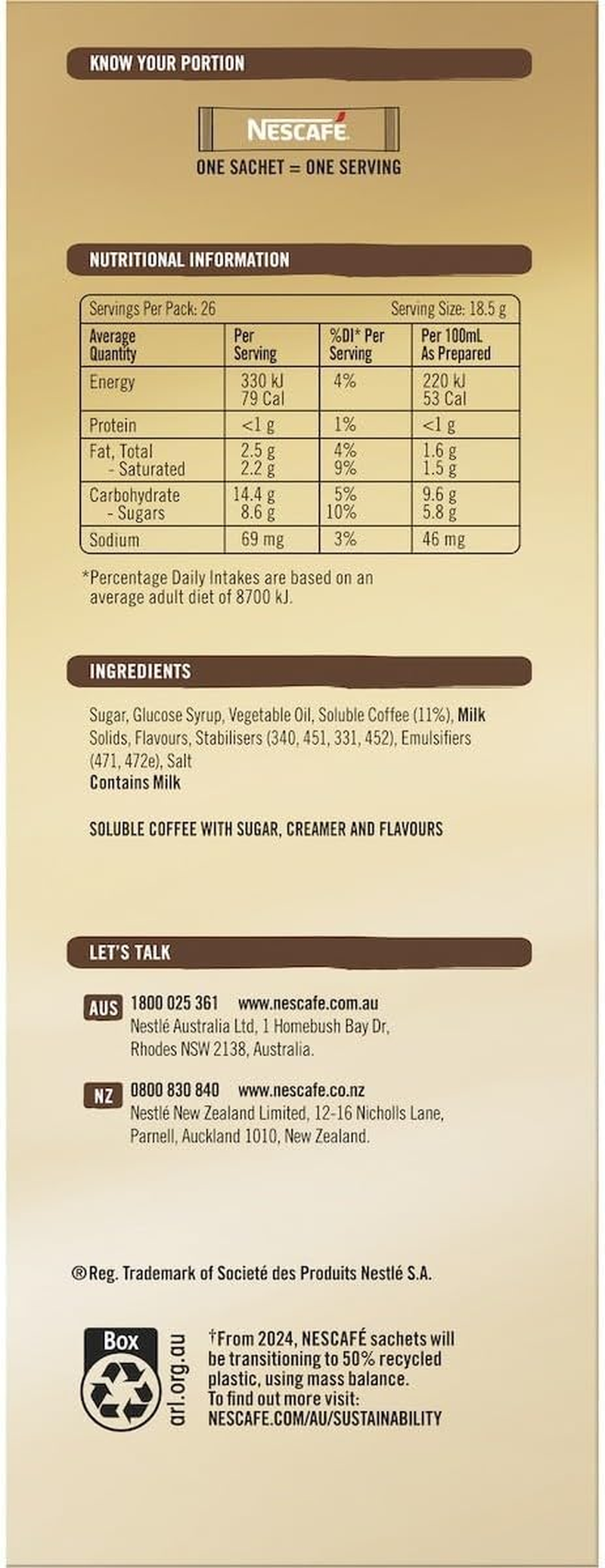 Nescafe Menu Vanilla Coffee Sachets 26-Pack image number 6