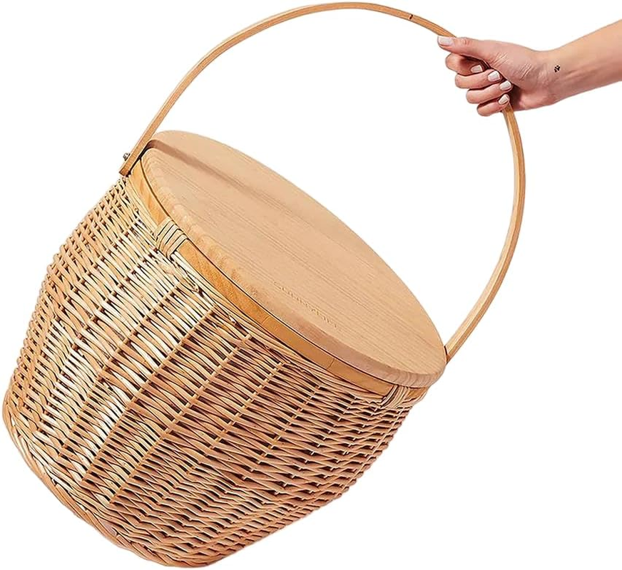 Round Picnic Cooler Basket | Natural image number 2