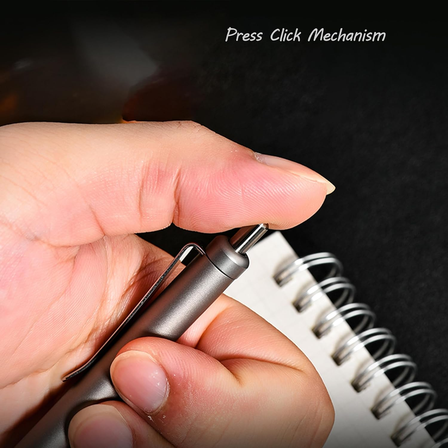 Hamans Titanium Ballpoint Pen 5.31&ldquo; Push Pen Clip to Retract Refill Pocket Pen for Everyday Carry Compact Size - Grey image number 4