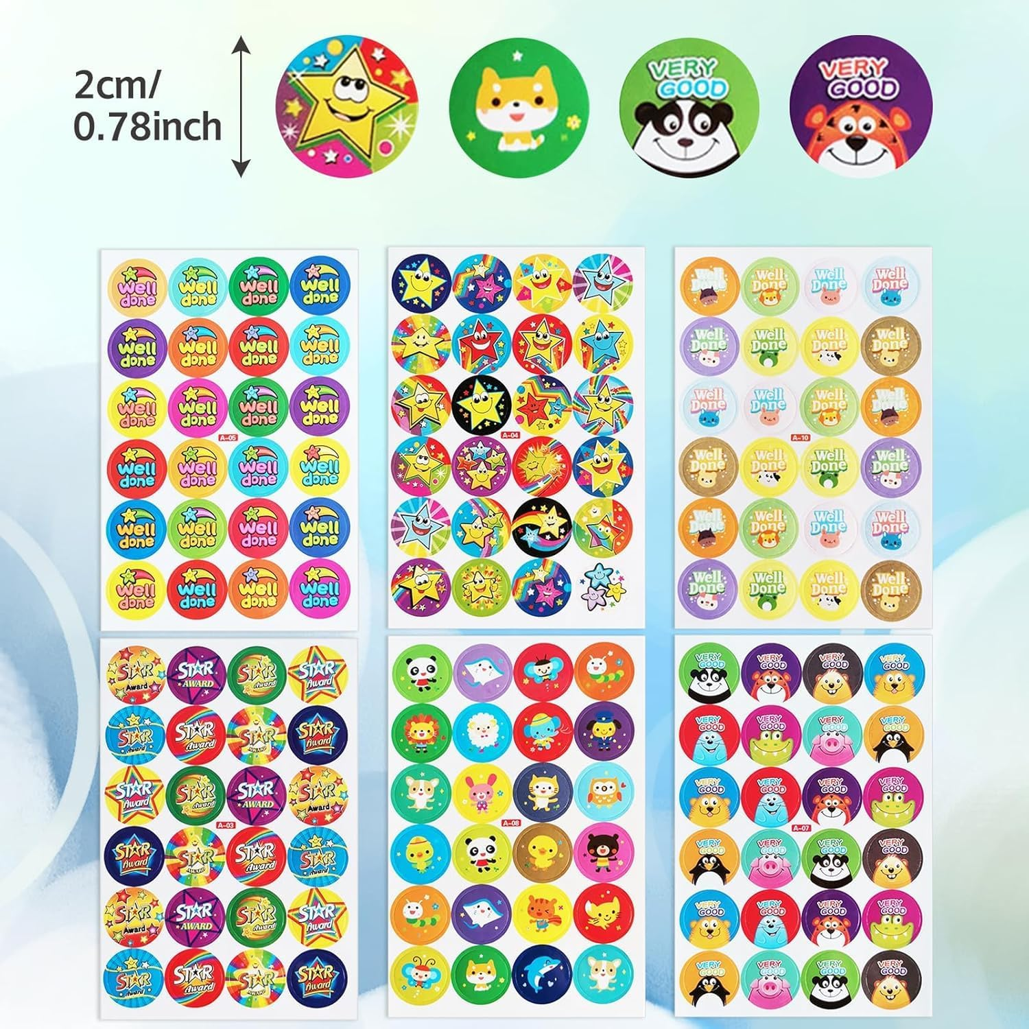 PQCLXUYA 1440 Pcs Reward Stickers,Motivational Stickers for Teachers, Star & Animal for Kids, Reward Chart for Students, Classroom Supplies and Good Behavior Encouragement(60 Sheet) image number 1