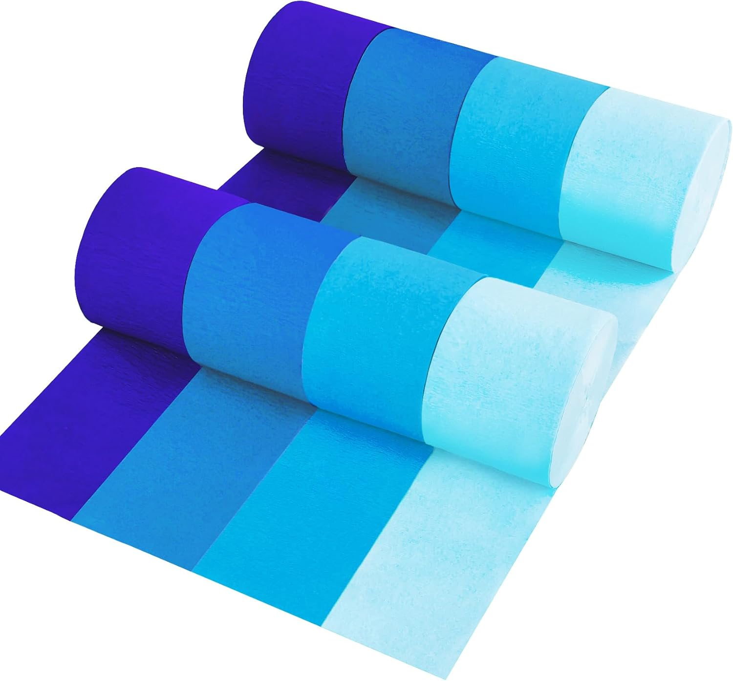 8 Rolls Gradient Blue Crepe Paper Streamer, 4 Colors - 82 Ft Streamers for Wedding, Birthday, Baby Shower, Graduation, Bridal Shower