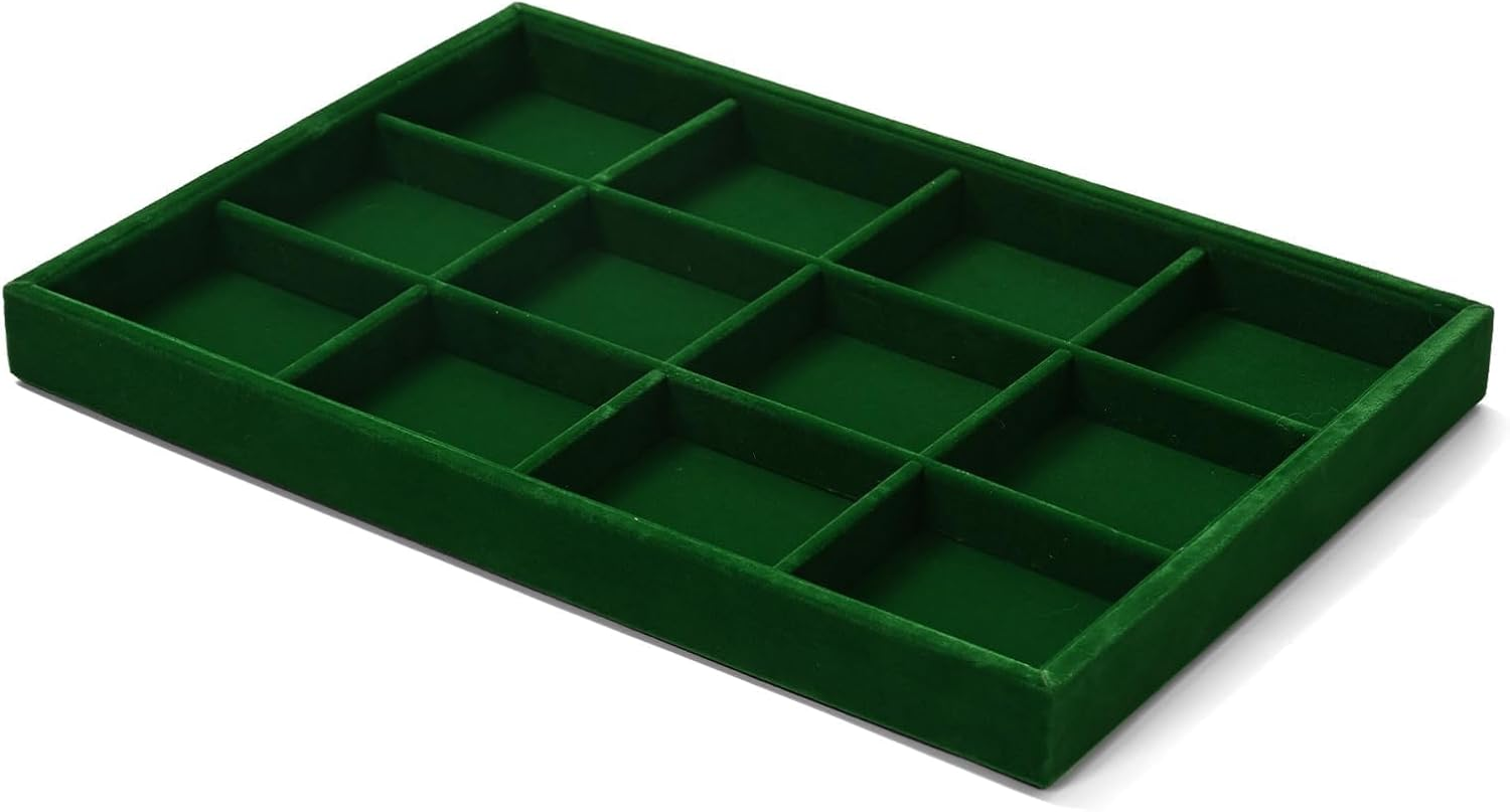 Stackable Jewelry Tray 12 Grids Jewelry Organizer Display Tray for Necklace, Ring, Earring, Bracelet