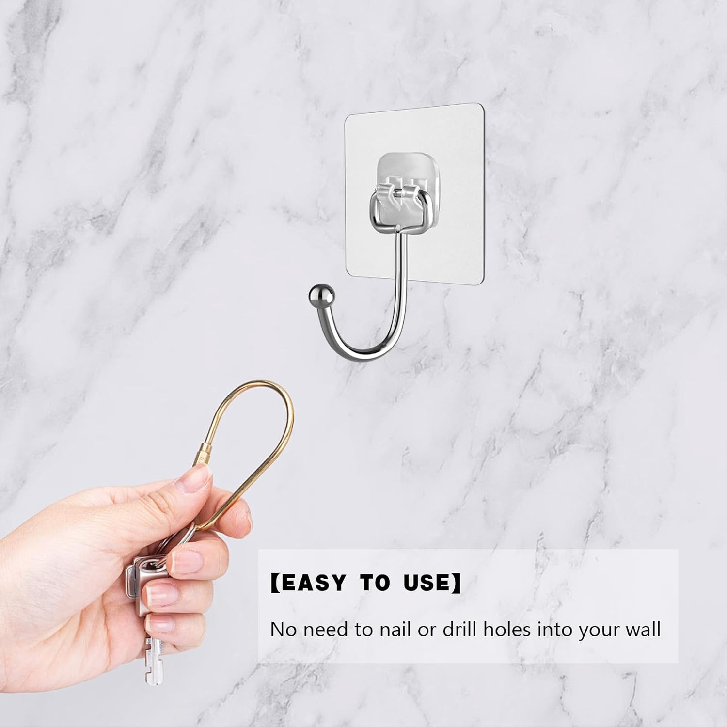 10PCS Self Adhesive Hooks for Hanging, Wall Hooks, Bathroom Hooks, Towel Coat Hooks, Waterproof Oilproof Sticky Hooks, Ceiling Hook, Command Hooks, Kitchen Office Outdoor Home Improvement Utility Hook image number 5