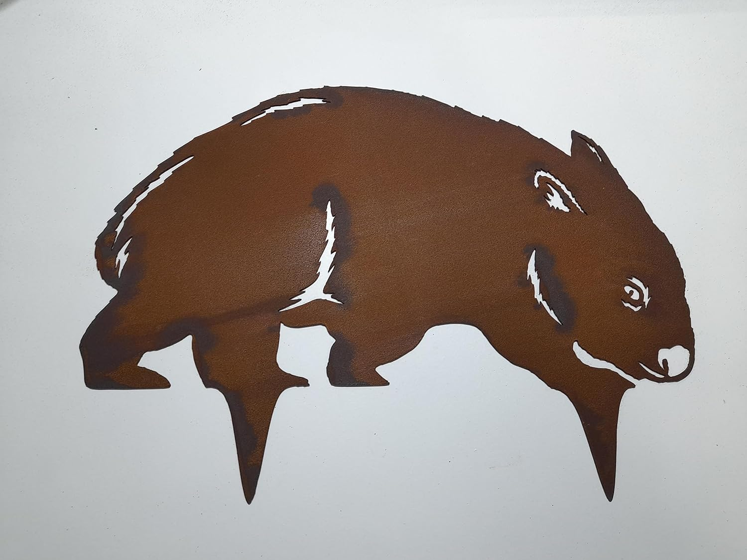Wombat Garden Stake - Australian Made Rusted Metal Garden Art