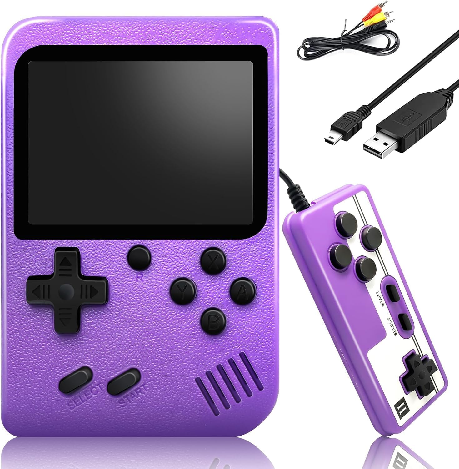 New Handheld Game Console-Retro Game Console,3.0-Inch LCD Screen Portable Retro Video Games Console with 500 Classic Games (Purple)