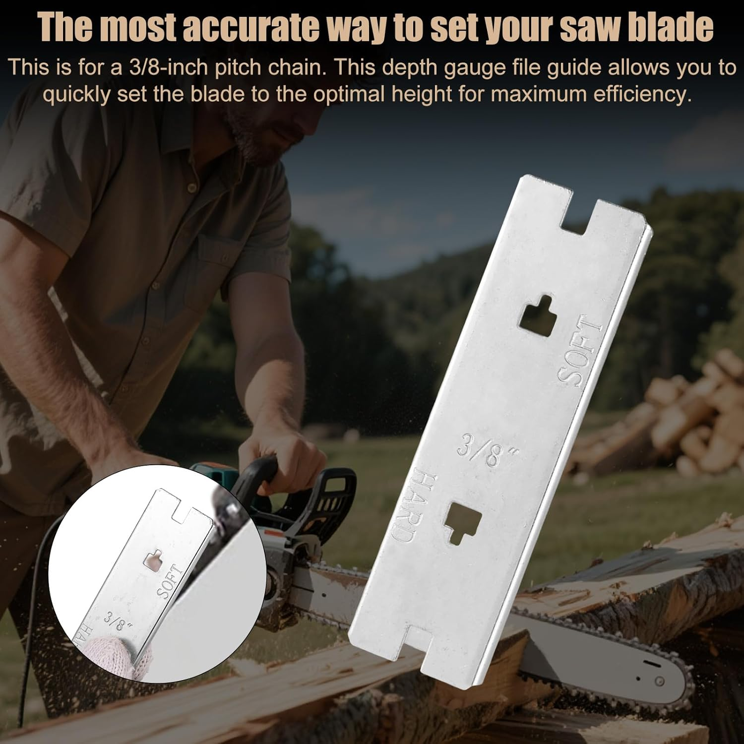 Chainsaw Raker Gauge, Stainless Steel 3/8In Chainsaw Raker Depth Gauge Compatible with Husqvarna 5056981-01N 73LP 73VL (H42)