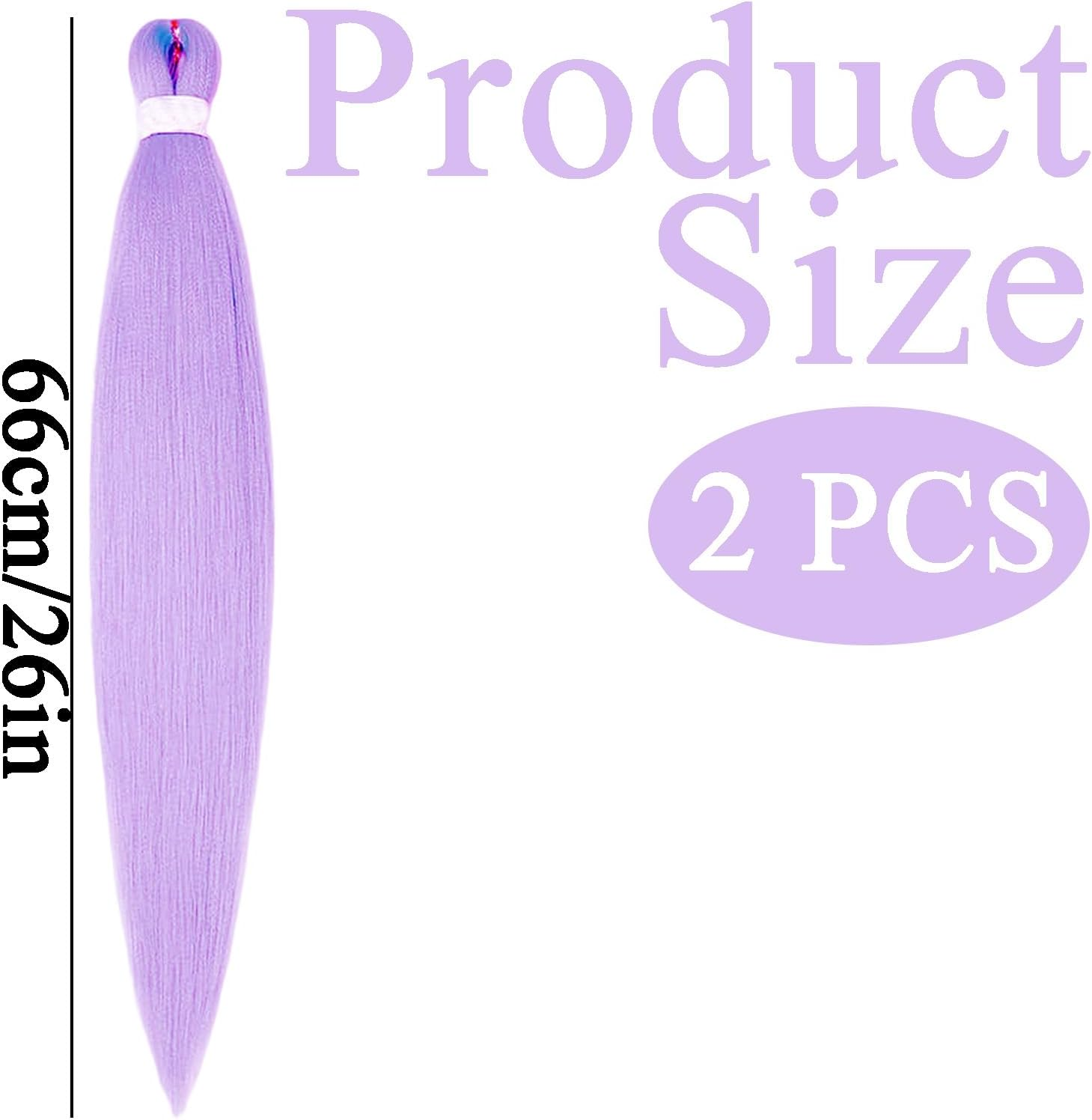 2 PCS Purple Hair Extensions, Purple Braiding Hair, Lightweight Synthetic Hair for Cosplay, Halloween and Themed Parties, Long Purple Hair for Creative Styling image number 4