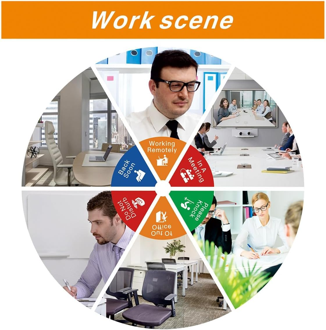 Dolemay Office Privacy Sign,Magnetic Door Sign,Do Not Disturb/Please Knock/Out of Office/In a Meeting/Back Soon/Working Remotely for Conference Room Any Room That Needs Privacy-Silver image number 3