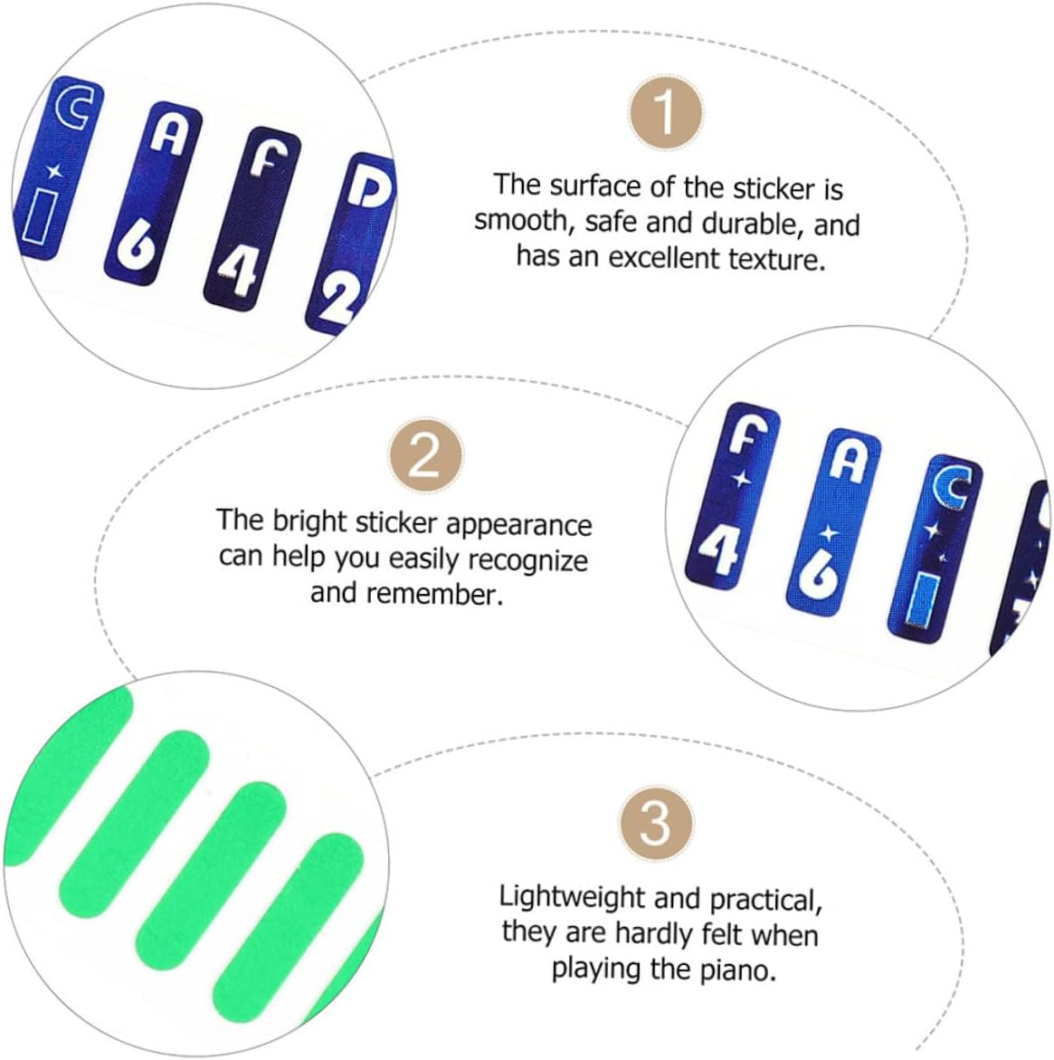 CORHAD 17 Keys Note Stickers Musical Scale Stickers for Thumb Piano Beginner Piano Stickers Supplies image number 4