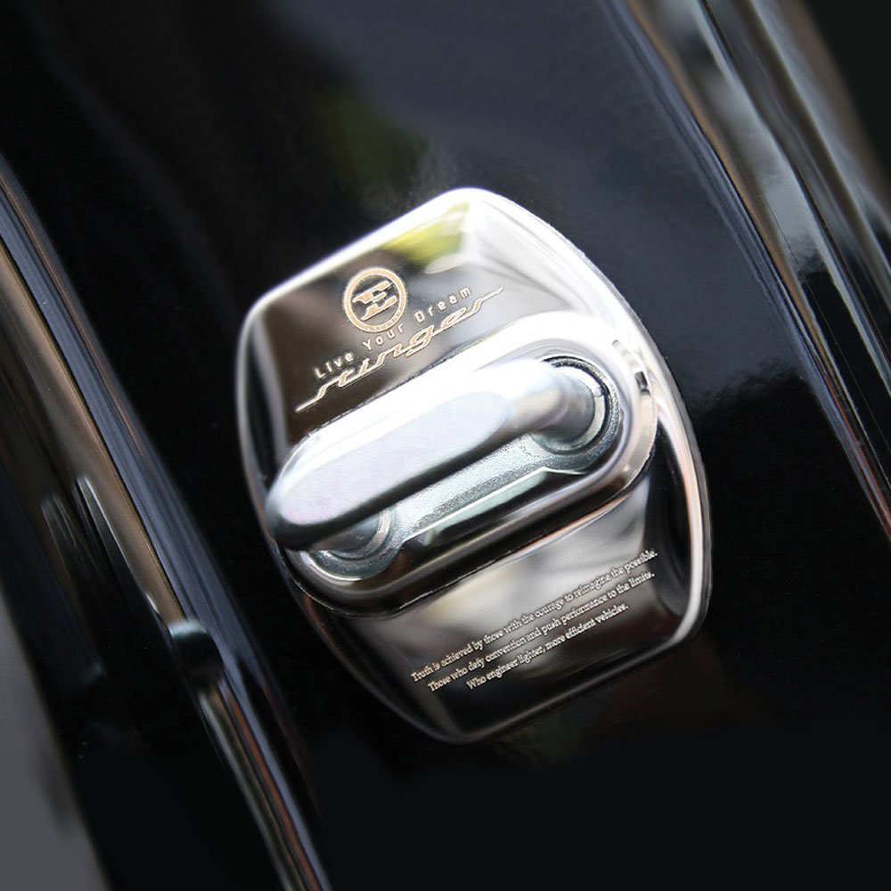 Four1Korea Stainless Steel Car Door Lock Striker Cover Decoration and Protection Buckle Trim for Kia Stinger 2017 2018 (Silver)