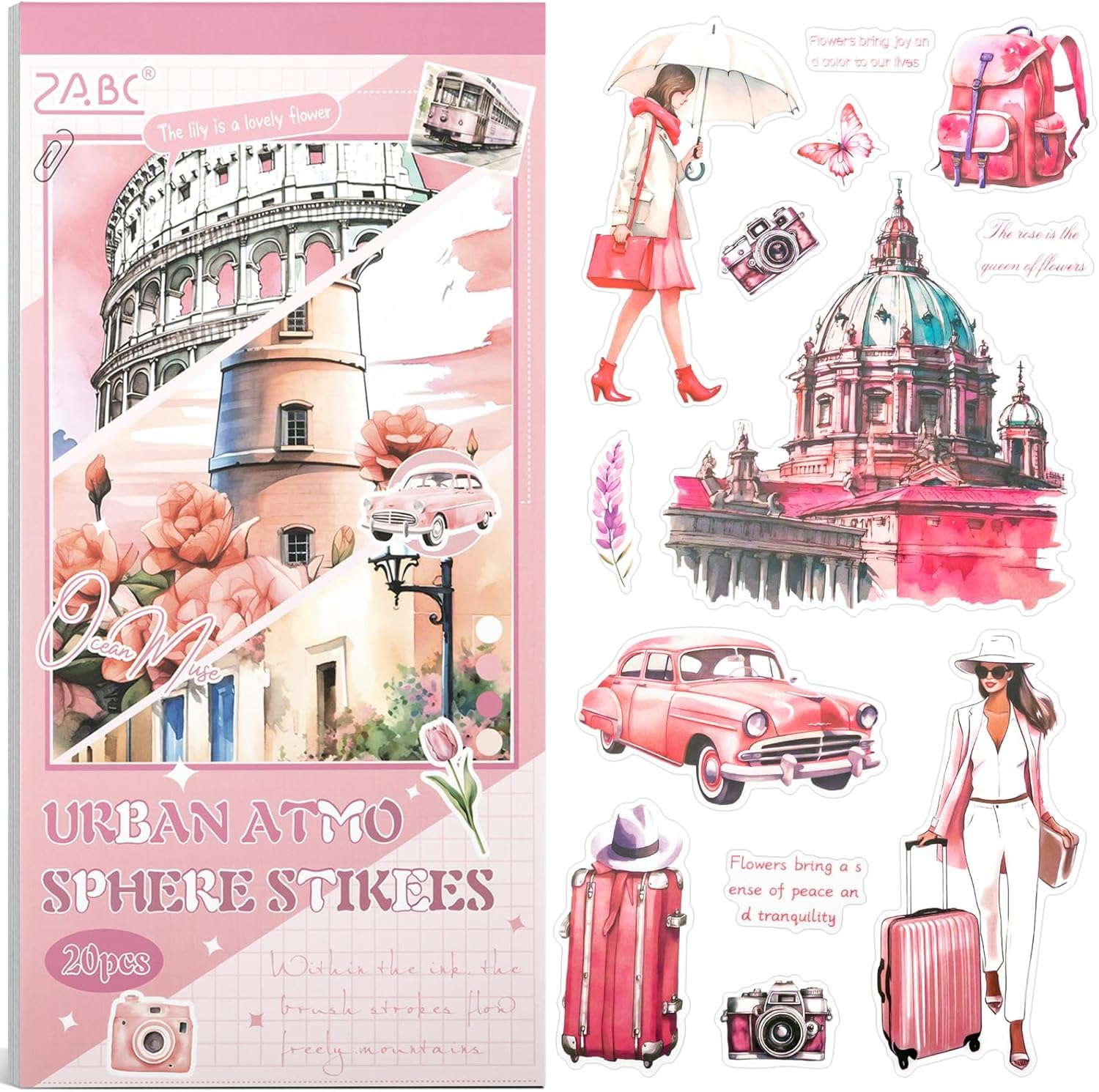 Uideyvi Blue Ocean Series Sticker Scrapbooking Supplies for Junk Journal, 20 Sheets PET Stickers - Vintage Journaling Stickers, Ephemera Sticker Book Pre Cut(Tz-007-001) image number 4