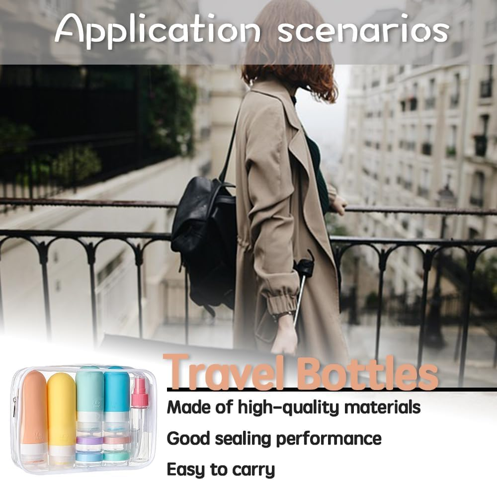 Mumoo Bear 17 Pack Travel Bottles for Toiletries, TSA Approved 90Ml Travel Size Containers, BPA Free Leak Proof Squeezable Silicone Tubes for Shampoo Conditioner Lotion Soap with Labels