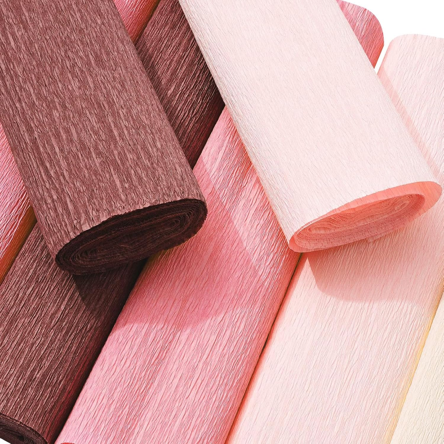 8 Rolls Crepe Paper Streamers 25 X 250Cm 4 Colors Party Streamers Rose Gold Pink Brown Crepe Paper Roll Decorative Craft Streamer for DIY Gift Wrapping Paper Crafts Room Decor image number 2