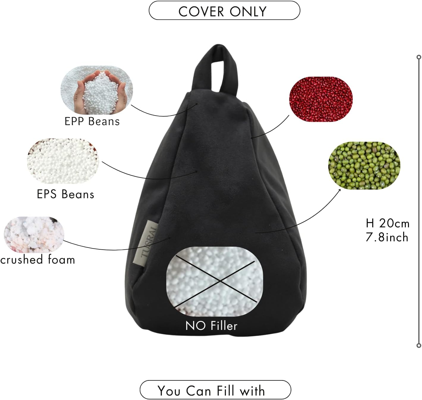 2Pcs Cover of Miniature Bean Bag Couch for Doll (No Filler) Ultra Soft Microfiber Microsuede anti Slip Mini Bean Bag Chair Cell Phone Holder Black Grey