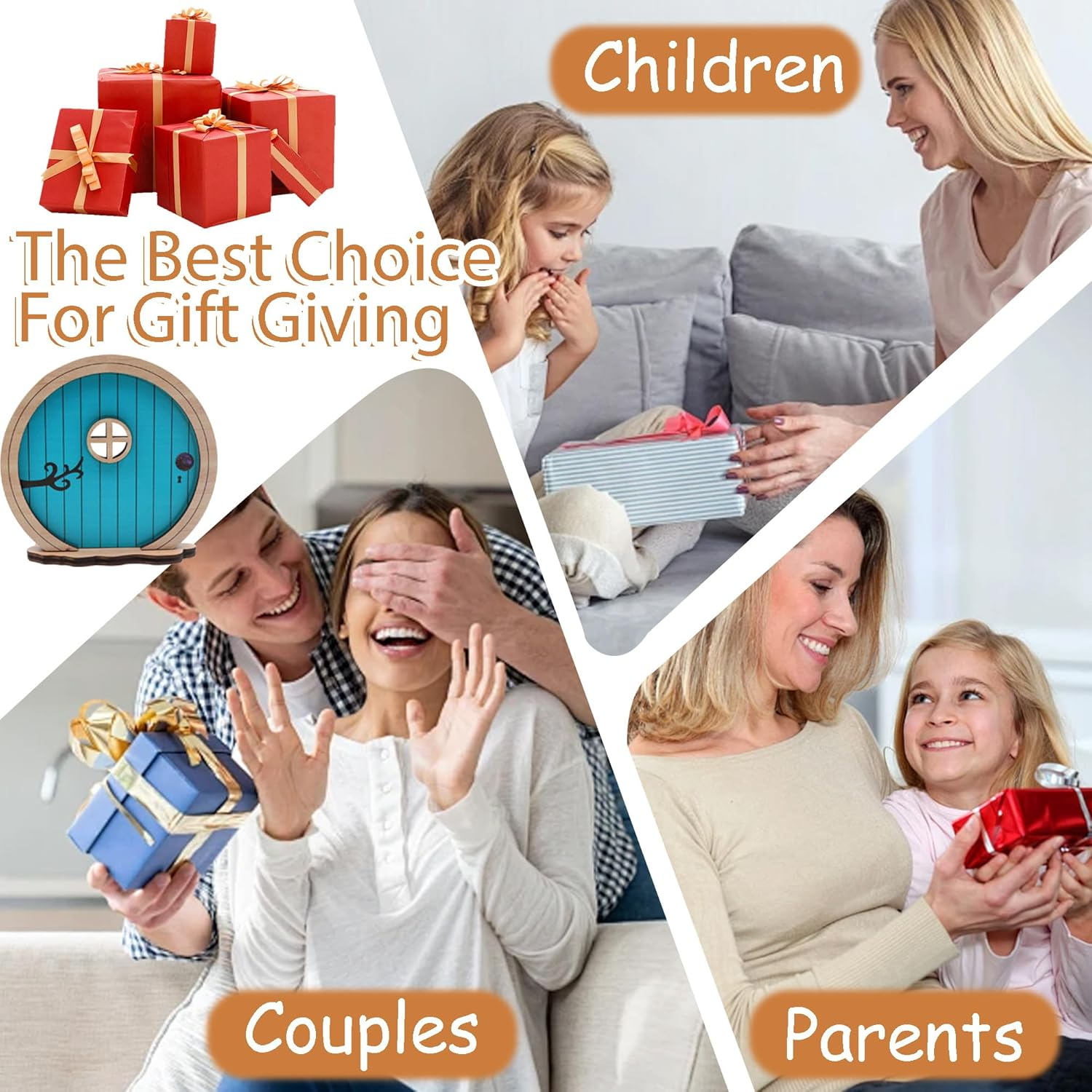 Fairy Door for Garden, Miniature Elf Door for Wall, Fairy Garden Accessories Outdoor for Trees and Tree Trunk, Mini Arch Fairy Tale Door Courtyards Decoration (Blue) image number 1