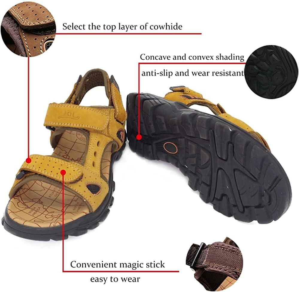 Asifn Athletic Sport Sandals Slides Men Outdoor Summer Leather Fisherman Beach Casual Shoes Strap Hiking image number 4