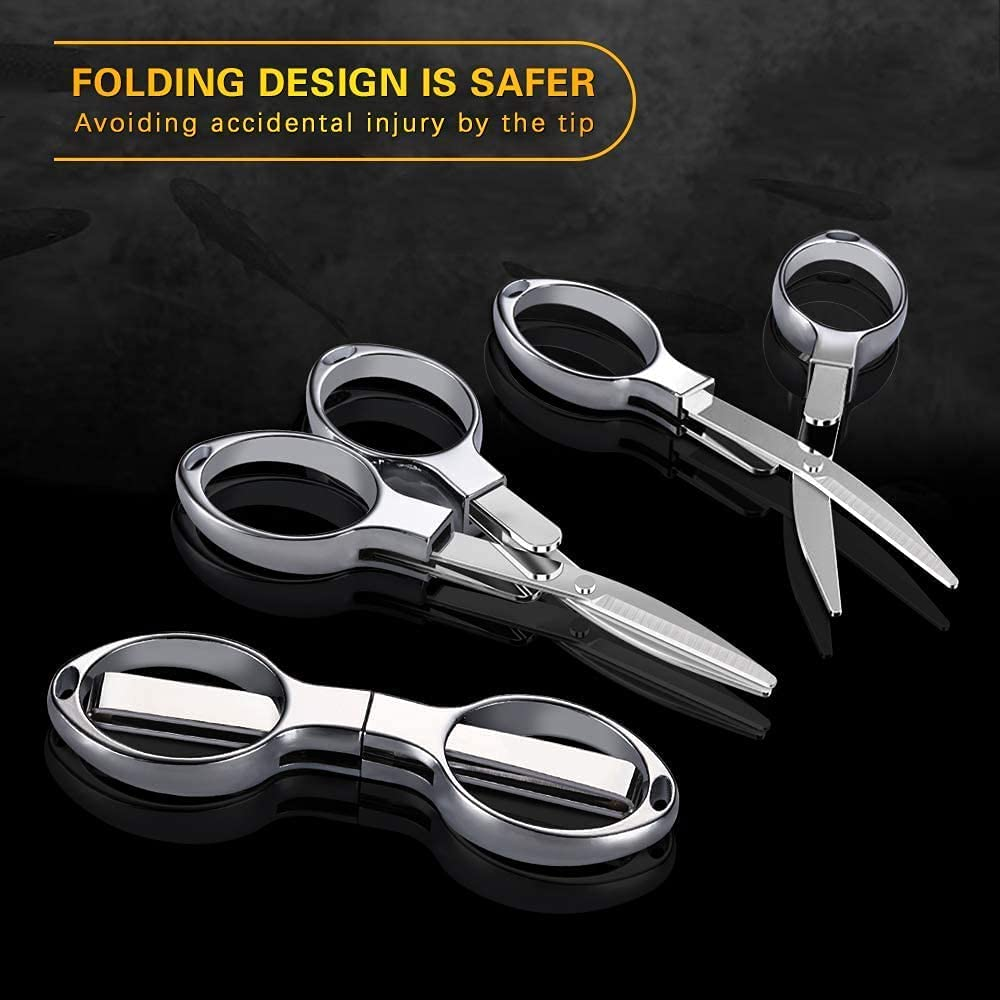 Stainless Steel Folding Retractable Safe, Portable Scissors Handmade Mini Sharp Scissors, for Travel School Office Crafts Home Camping Fishing Scissors Home Office, Safe Portable Scissors image number 4