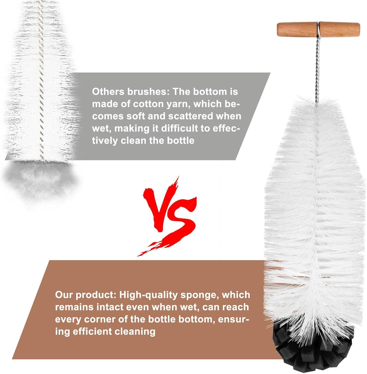 35 Cm Bottle Brush Compatible with Sodastream Bottles, Hard Bristles and a Soft Sponge, Scratch-Free Bottle Cleaner Brush Removes Stubborn Dirt, Sodastream Accessories (Black) image number 1