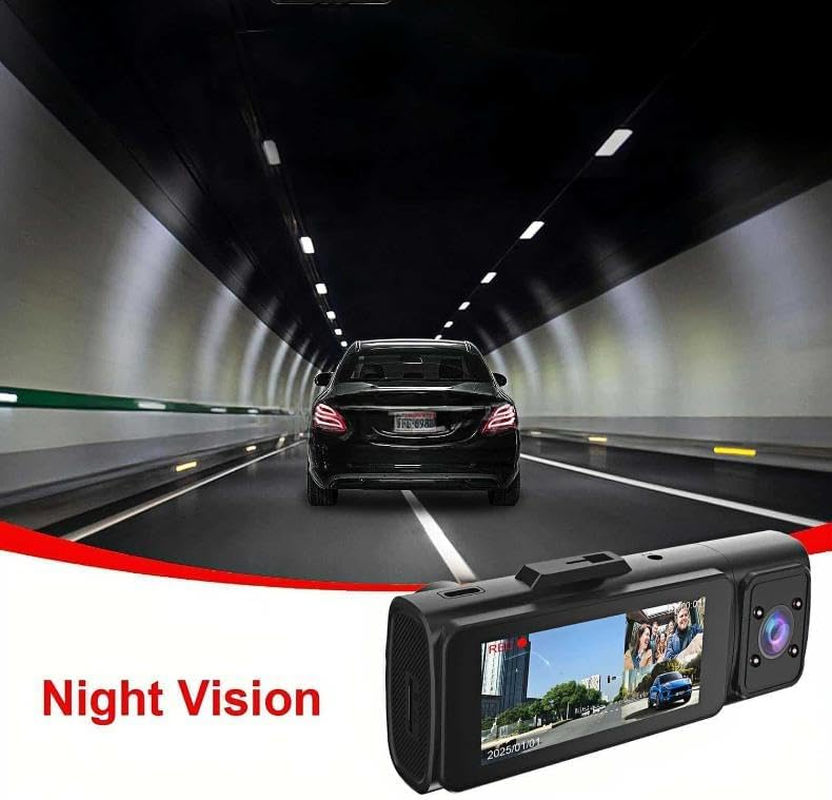 MIOLLYBO 1080P Dash Camera with Wifi for Cars, 3 Channel Dash Cam Front and Rear inside with 3.18" Display Dashcam, 32GB TF Card, Night Vision, Loop Recording, Motion Detection, App Control image number 3