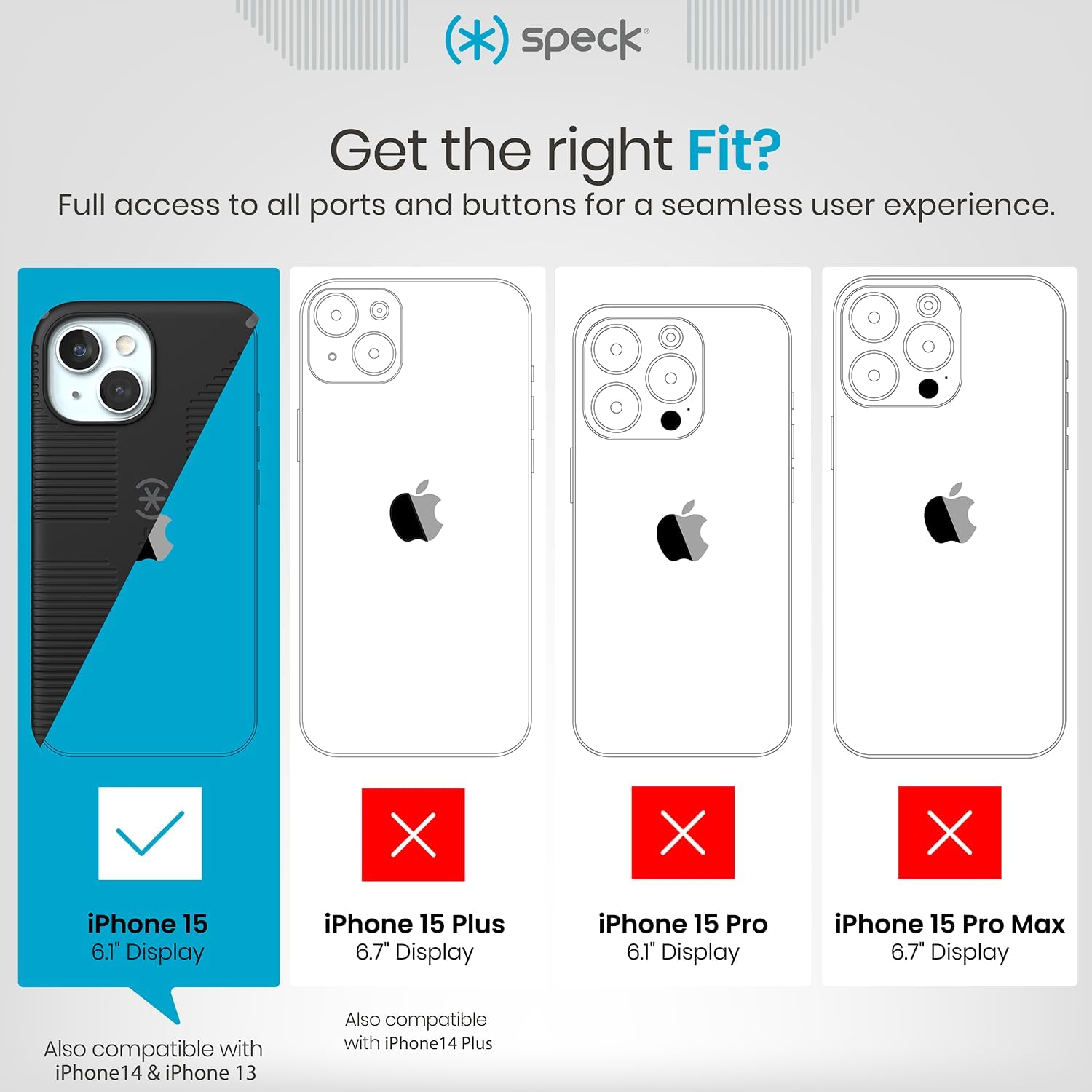 Speck Iphone 15 Case - Built for Magsafe, Drop Protection Grip &ndash; for Iphone 15 Iphone 14 & Iphone 13 - Scratch Resistant, Soft Touch, 6.1 Inch Phone Case - Candyshell Grip Black/Slate Grey - Black/Slate Grey image number 4