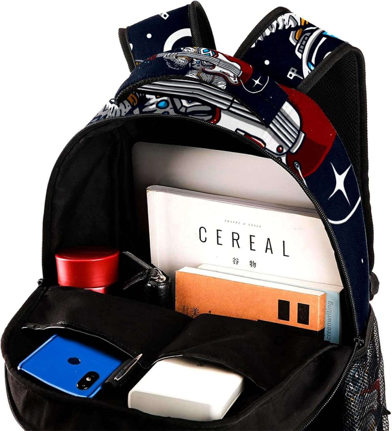 Crazy Astronaut Playing Guitar Backpack Students Shoulder Bags Travel Bag College School Tote Backpacks image number 4