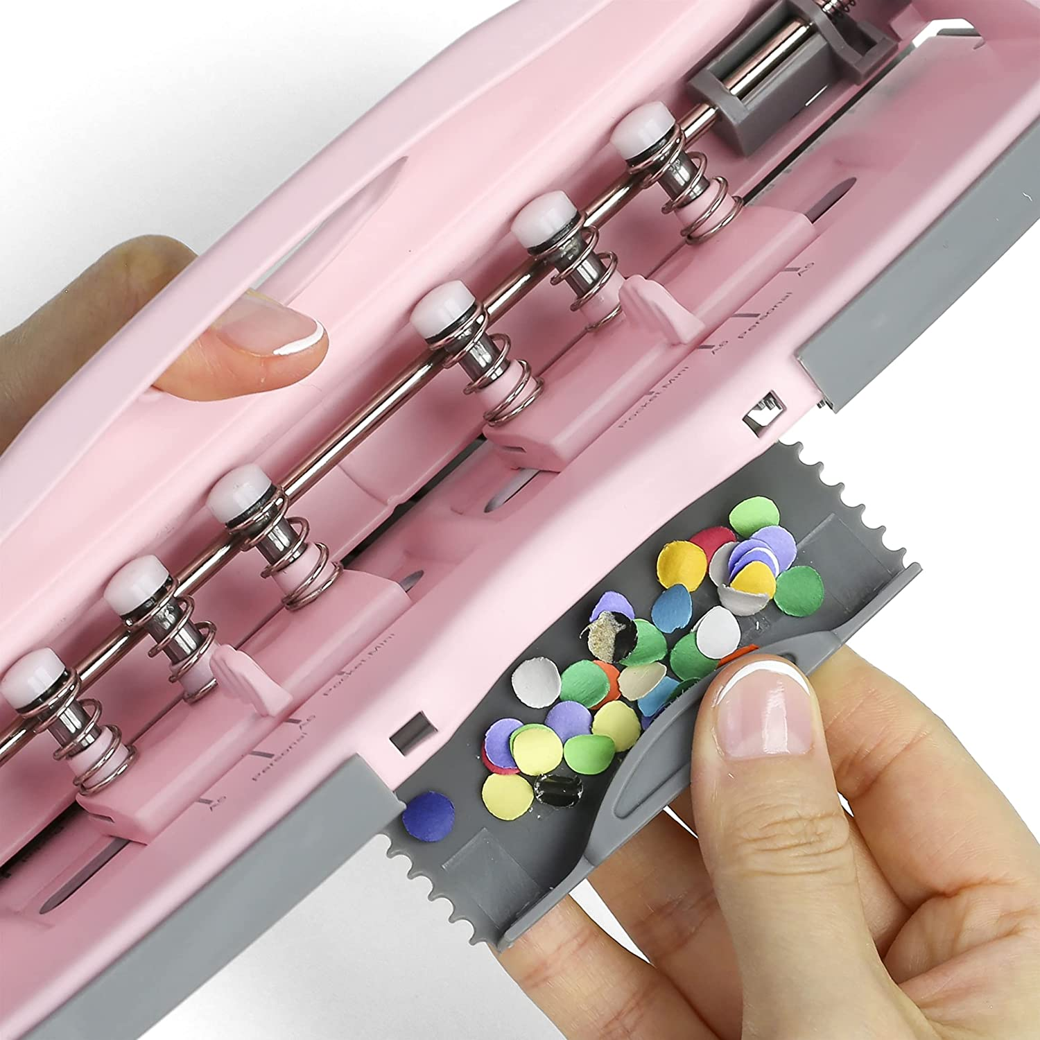 Officemate Adjustable 6-Hole Punch for Planners and Binders, 8 Sheet Capacity, Pink (90161)