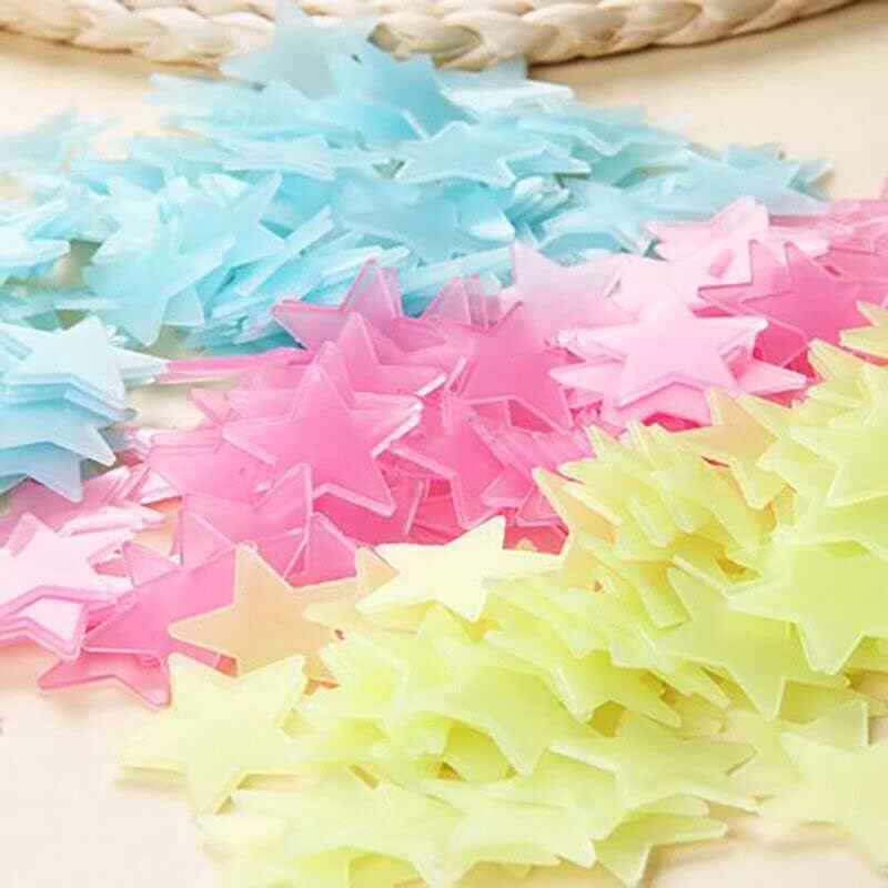 100 Pieces Glow in the Dark Stars Wall Stickers Luminous Stars Decal Kids Room - Ideal for Ceiling & Wall Decor in Multiple Colors - Green image number 7