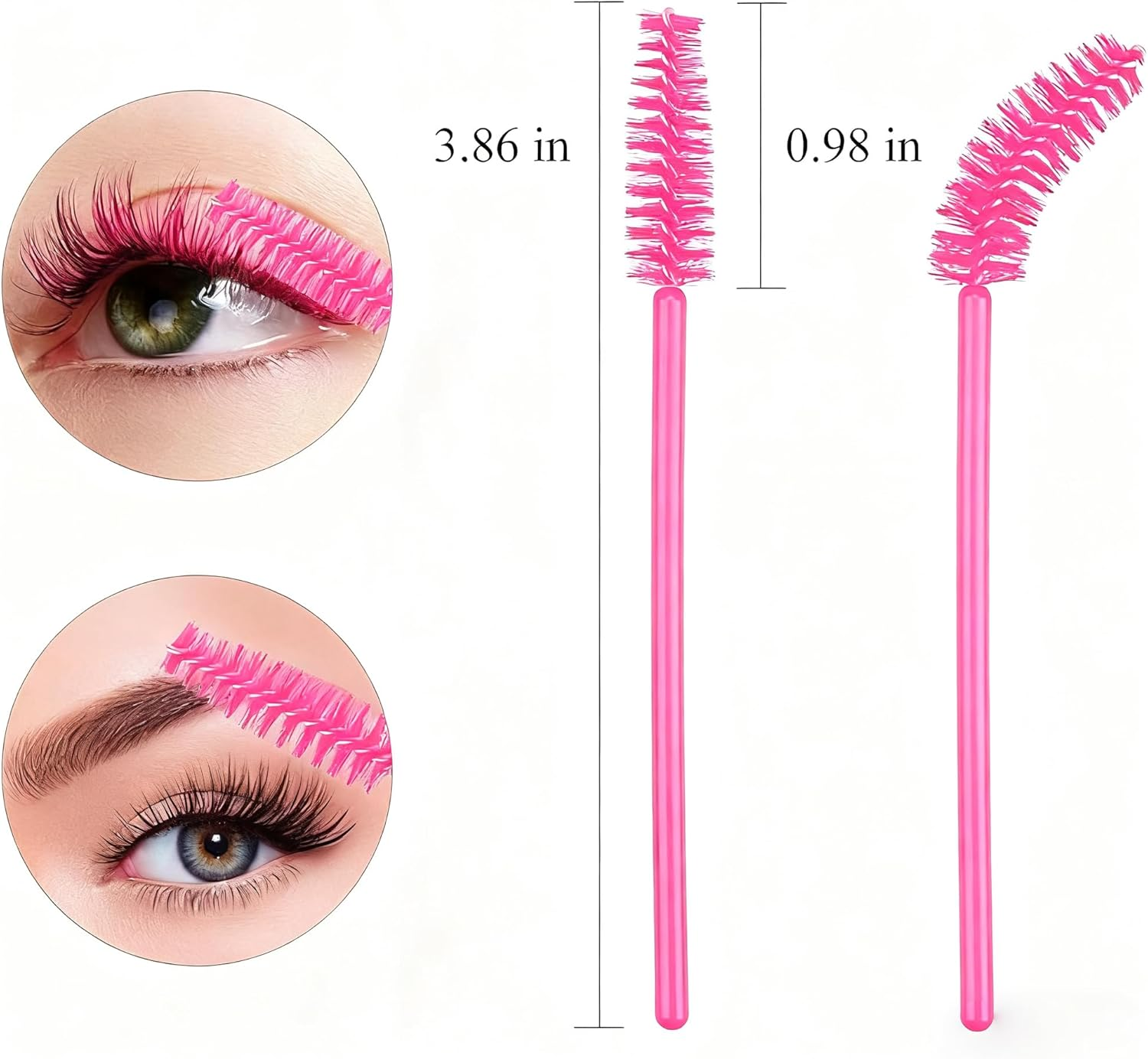 Pack of 400 Eyelash Brushes, Betterjonny Mascara Wands, Eyelash Brush, Mascara Brush for Eyelash Extension, Eyelash Brush for Beauty Salon and Home Use (Rose) image number 1