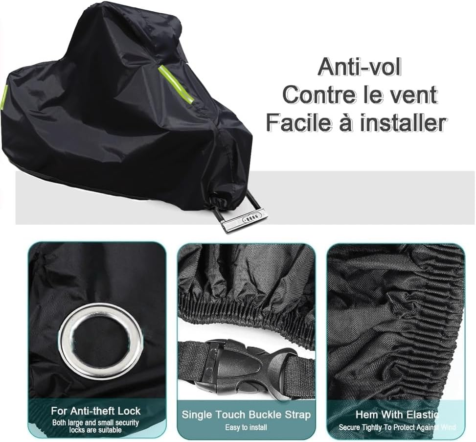 Motorbike Cover for Honda Rebel 500/CMX500 Rebel 2020-2024,Professional Customized Outdoor Motorcycle Covers UV Waterproof Proof Breathable Large Motorcycle Tarpaulin with Reflective Strips(Black) image number 4