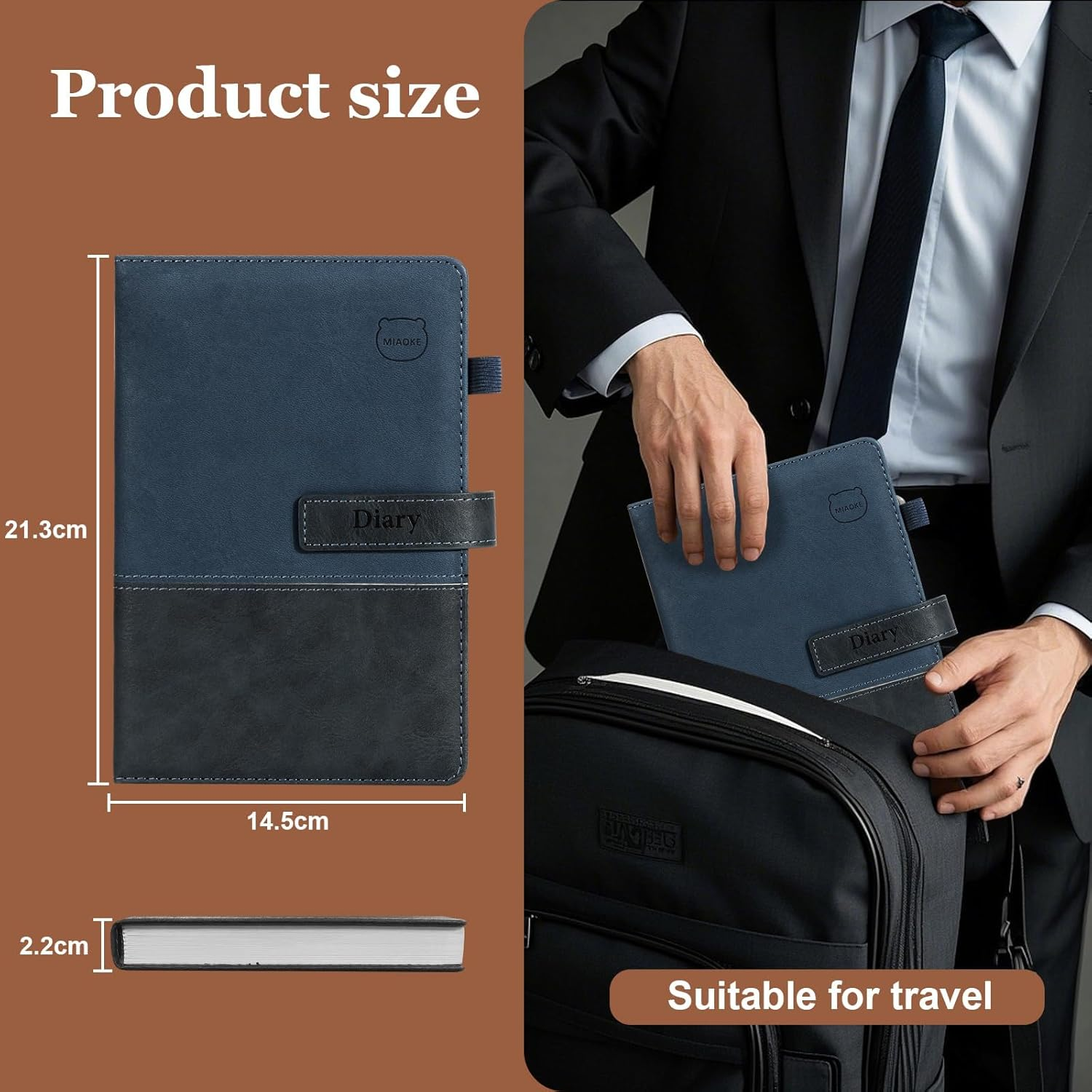 MIAOKE Journal Notebook, A5 Lined Leather Diary, 300 Pages, Luxury Pen Included, Hardcover Professional Notebook for Office, Travel, Business