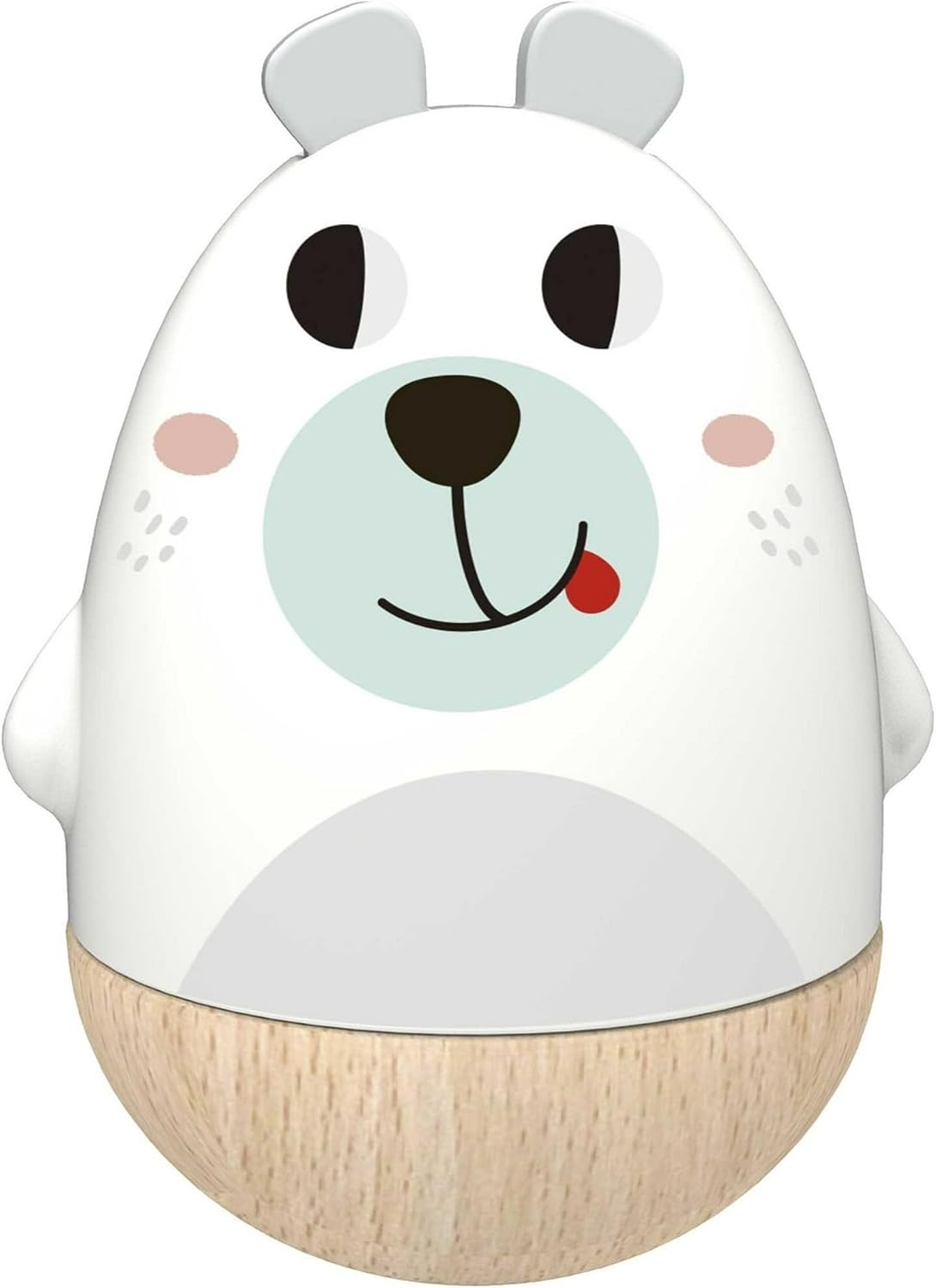 Tooky Toy Wind up Musical Wobble Roly Poly Tumbler Wooden Bear with Chime Lullaby for Babies