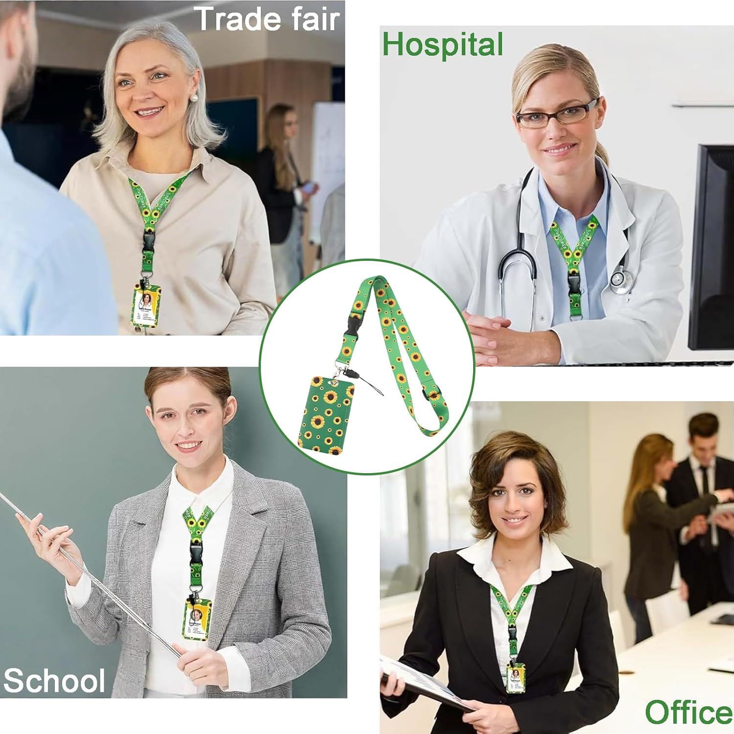 Treayes Lanyard with ID Card Holder, Sunflower ID Card Holder - ABS Plastic Badge Holder for Work, Events, Healthcare Workers, Teachers and Stylish Office Accessories image number 2